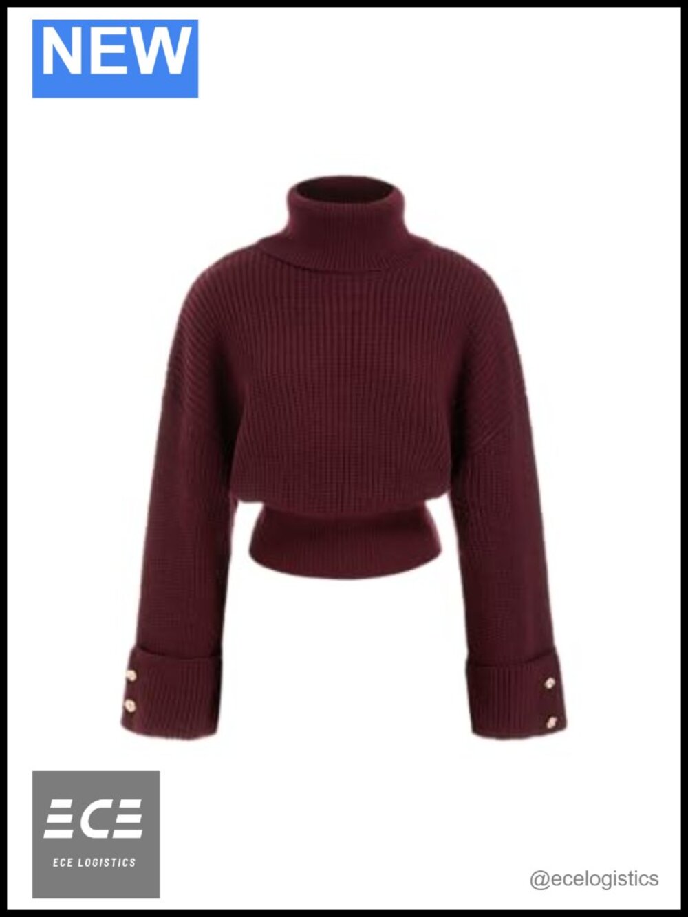 Cropped Turtleneck Ribbed Knit Sweater Pullover Long Sleeve